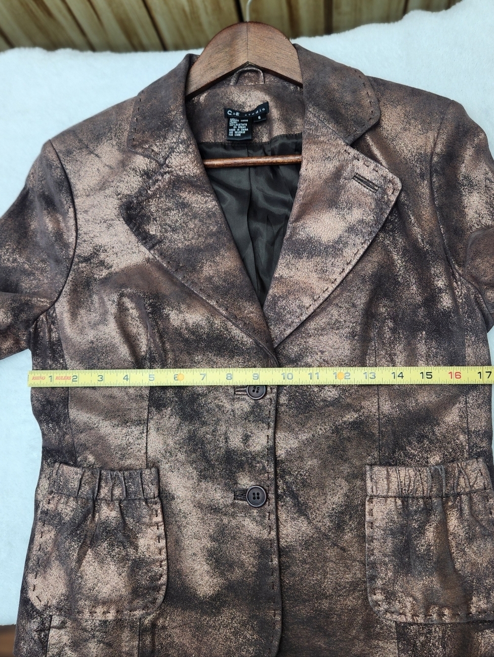 Vintage Metallic Bronze Textured Blazer Jacket - C9 by Champion Size 6 - Picture 11 of 12